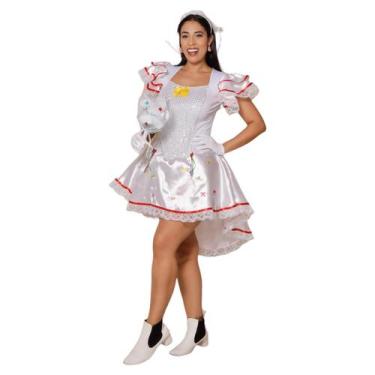 Imagem de Fantasia Noiva Caipira Adulto Vestido Festa Junina Casamento Quadrilha