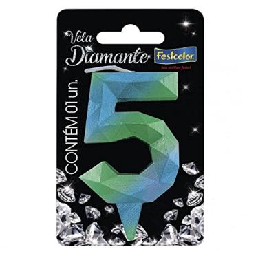 Imagem de Vela Diamante N 5 Azul E Verde Festcolor