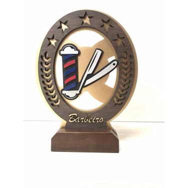 Imagem de Troféu Profissão Barbeiro 3d Em Mdf E Madeira 25cm 
