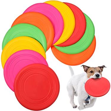 Imagem de Pacote com 15 discos voadores de silicone para filhotes de cachorro brinquedo macio pires flutuantes indestrutíveis reagir treinamento mais rápido brinquedos interativos para cães pequenos e médios filhotes de cachorro brinquedos esportivos ao ar livre, 5 cores