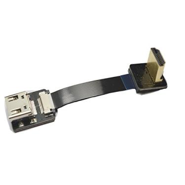 Imagem de Cabo HDMI FFC FPV HDMI curto e fino padrão HDMI fêmea plugue para HDMI macho padrão 90 graus para vermelho Blackmagic BMCC Sony FS7 Canon C300 Preto 5 cm