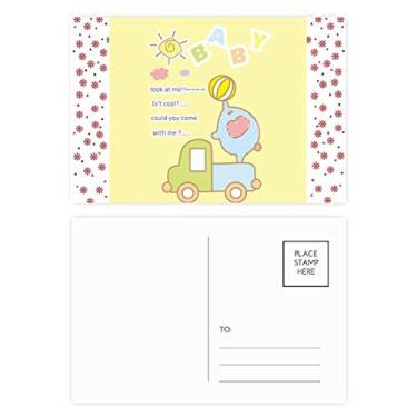 Imagem de Cartão postal de aniversário com estampa de elefante e desenho animado, flor de Natal, celebração, cartão postal de bênção