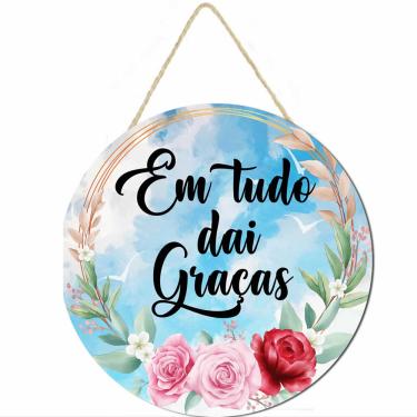 Imagem de Placa decorativa 20x20 frase Em tudo dai graças PL084