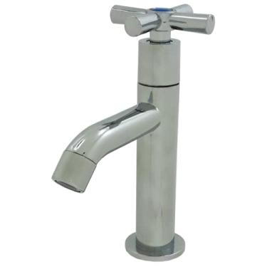 Imagem de Torneira Banheiro Bancada Bica Alta Em ABS Cromado Pia Mesa Fechamento De 1/4 De Volta Cromado Brilhante