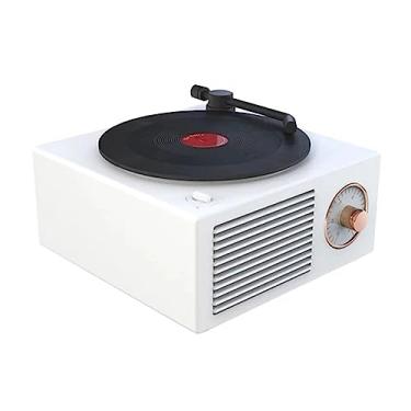 Imagem de Toca-discos de Vinil Mesa Giratória Clássica USB Alto-falante Portátil Vintage Aprimoramento de Graves Alto Sem Fio Mini Leitor de Música de Viagem,White,10.5 * 11.2 * 5.7cm