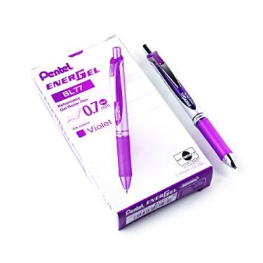 Imagem de Pentel EnerGel XM BL77 – Caneta retrátil de tinta gel líquida – 0,7 mm – 54% reciclada – Roxa – Caixa com 12