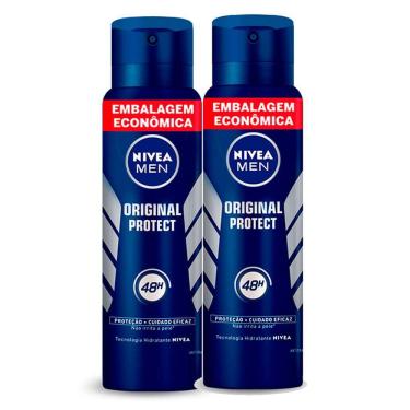 Imagem de Kit 2 Desodorante Antitranspirante Aerosol Nivea Men Tradicional Protect 200ml