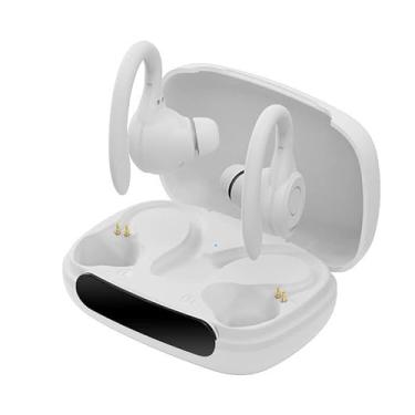 Imagem de Fones de ouvido Hi-Fi TWS com ganchos para treinamento esportivo - Fones de ouvido sem fio com display digital - Bluetooth 5.3 Fones de ouvido inaudíveis / 155 (Color : White, Size : One Size)