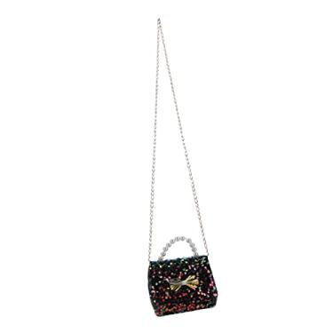 Imagem de Adorainbow 2 peças de laço bolsa transversal bolsa de palha bolsa bolsa feminina bolsas mensageiro brilhante lantejoulas, Preto, 13×9CM