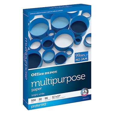 Imagem de Office Depot® Impressora multiuso e papel de cópia, branco, contabilidade (28 x 43 cm), 500 folhas por resma, 9 kg, brilho 96, 1809 RM