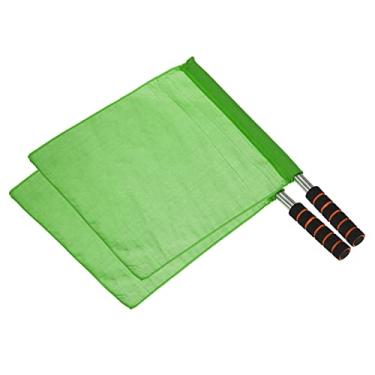 Imagem de PATIKIL Bandeira de árbitro, pacote com 2 alças de esponja de poste de aço inoxidável para futebol futebol pista e campo esportes linesman comando sinal manual, verde