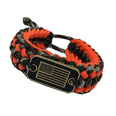 Imagem de CHENXIKK Pulseira masculina Paracord - Bandeira de bronze dos EUA - Pulseira de sobrevivência elegante e durável, Adjustable (6.5" - 9"), Bronze