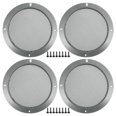 Imagem de ACROPIX Capa universal de grade de alto-falante de carro de 16,5 cm de malha redonda 6,5 polegadas caixa protetora de alto-falante de áudio subwoofer com parafusos de montagem cinza ferro - pacote com