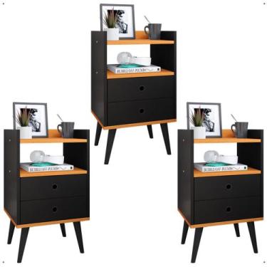 Imagem de Jogo 3 Mesas Cabeceira Dream Lateral Cama Casal Solteiro Decoração Qua