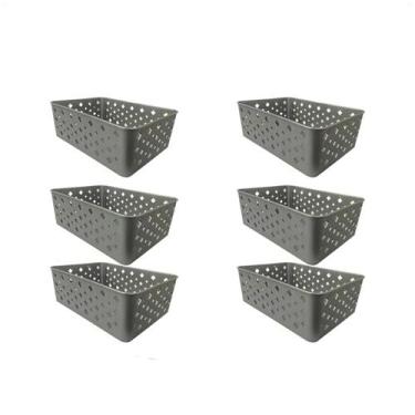 Imagem de Kit 6 Cestos Organizadores Multiuso Decorativo Premium Cinza - 123 Org