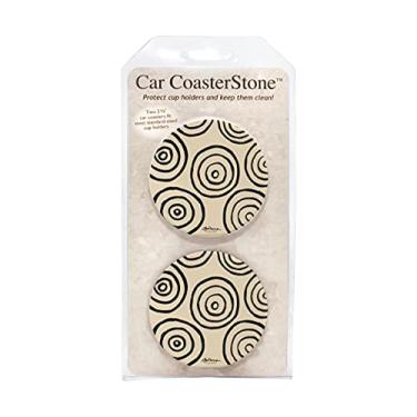 Imagem de CoasterStone Porta-copos de carro CR3702 B & W Zen Ii, pacote com 2, tamanho padrão, pedra
