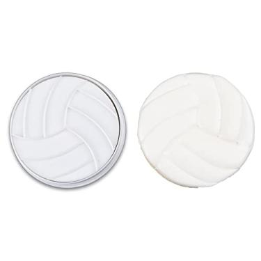 Imagem de Mostop Cortador de biscoito de vôlei com carimbos, conjunto de cortadores de biscoito esportivo 3D, ferramentas de decoração de bolos, lembrancinhas de artigos de festa de aniversário