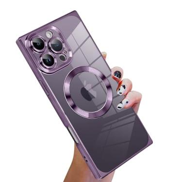 Imagem de KANGHAR Capa projetada para iPhone 16 Pro Max, capa magnética transparente com protetor de lente de câmera [compatível com MagSafe] Capa de proteção à prova de choque de corpo inteiro com design fofo