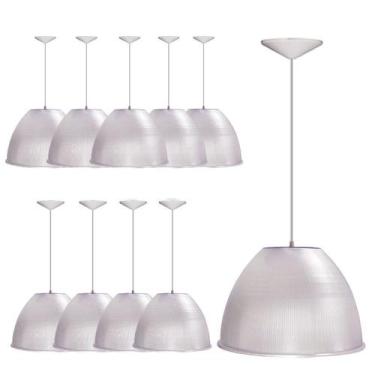 Imagem de Kit 10 Luminárias Para Galpão Industrial 12 Poleg Cristal - Madeinsp
