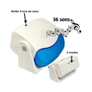 Imagem de Sensor Presença Campainha Anunciador Sem Fio 36 Toques SS Qualidade - 