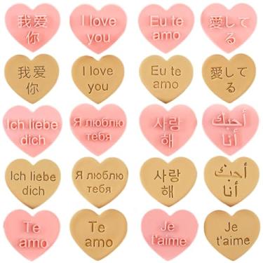 Imagem de Conjunto de cortadores de biscoito de coração – Conjunto de 10 peças multilíngues I Love You, cortador de biscoito do Dia dos Namorados, perfeito para assar os namorados.