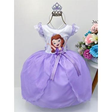 Imagem de Vestido Infantil Princesa Sofia Luxo Strass Tiara Festa - luz baby, 2