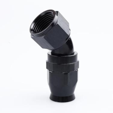 Imagem de AC PERFORMANCE Alumínio preto 45 graus -12 AN fêmea para AN12 fluxo completo PTFE mangueira encaixe final para mangueira de teflon vedação giratória de uma peça conectores de mangueira de tubo de combustível