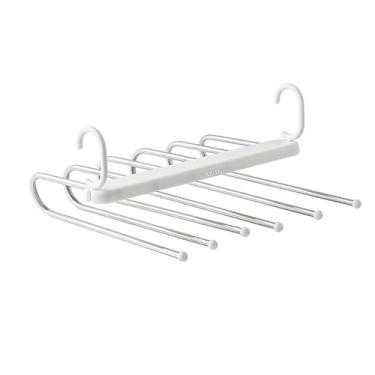 Imagem de IEUDNS Cabide para calças Cabide para roupas Dobrável 90° Ganchos giratórios Leves Cabide para calças Cabide para cachecóis Gravatas Dormitório Apartamento, 6 Camadas Branco