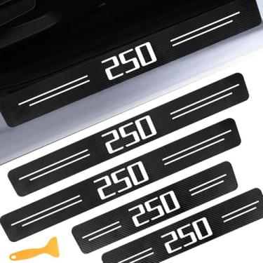 Imagem de CHIYLE Protetores de soleira de porta para Ford F250, adesivo de peitoril de porta dianteira/traseira de couro de fibra de carbono para acessórios Ford F250 2015 2016 2017 2018 2019 2020 2021 2022