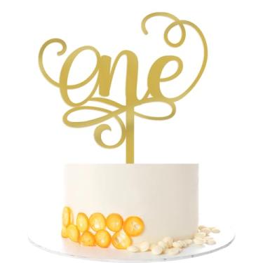 Imagem de Kaoenla One Cake Topper, First Birthday Oh Baby Baby Baptism， New Baby Boy Girl Gender Reveal Party Decor/Props (One acrylic)