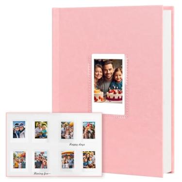 Imagem de Veicevol Álbum de Fotos com Espaço para Escrita para Fujifilm Instax Mini 12 11 9 40 90 8 7 Evo Liplay Instant Camera, Álbum de Fotos com 128 Bolsos para Polaroid, Capa de Couro, P (128 Bolsos, Rosa)