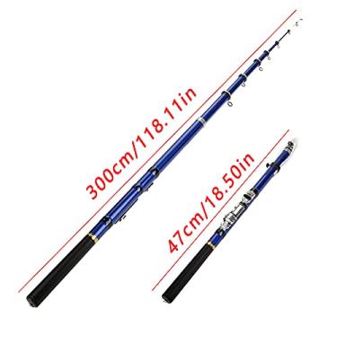 Imagem de Vara de Pesca Telescópica de Fibra de Vidro Ultraleve para Pesca Marítima Em Rocha para Pescadores - Pólo de Fundição Portátil Azul (3.0)
