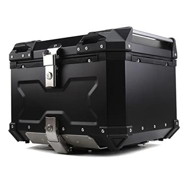 Imagem de Mala de viagem para motocicleta X porta-malas de liga de alumínio em relevo para motocicleta 65L grande caixa de armazenamento para porta-malas de carro elétrico (65LBlack)