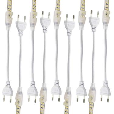 Imagem de Conector Rabicho Plug para Fita LED 8mm Kit 10 Unidades Tomada Fonte Decoraçao Casa Loja Gesso Sanca Teto Rebaixado Perfil Iluminaçao