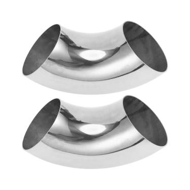 Imagem de Motoforti 2 peças 90 graus mandril curva cotovelo carro modificado tubo de escape tubulação 8.9 cm espessura OD 2mm/14GA 89x230x2.0mm aço inoxidável 304 tom prata