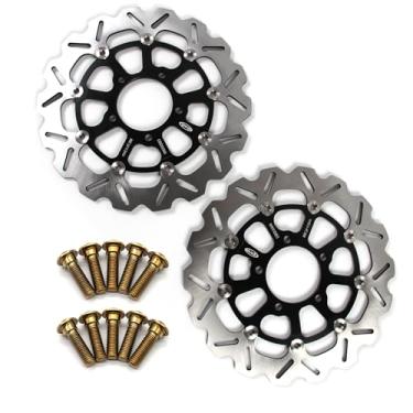 Imagem de Discos de freio dianteiros flutuantes com parafusos de montagem para Kawasaki ZG1400 Concours 1400 2008-2010 ABS 08-20, Ninja ZX14R 06-17 ABS 13-17, GTR 1400 07-16, ZZR 1400 2006-2007 ABS 2006 - Preto