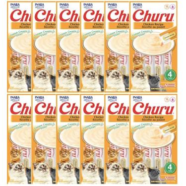 Imagem de Kit 12 Churu Petisco Para Gatos Vários Sabores Escolher Inaba - 48 Tubetes (KIt 12 (48 Tubetes), Frango)