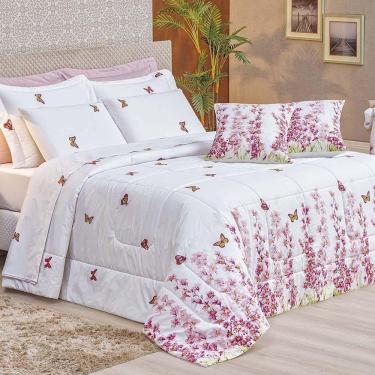 Imagem de Kit Edredom Supreme Queen 5 Peças 100% Algodão 200 Fios Estampado - Borboletas