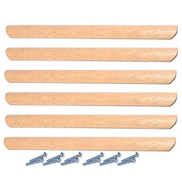 Imagem de Puxadores de madeira puxadores de porta de banheiro puxadores de porta de armário gaveta cômoda armário de cozinha 6 peças móveis cômoda guarda-roupa alças modernas, madeira de borracha envernizada