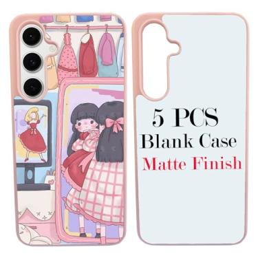 Imagem de JUSTRY Capa de telefone em branco sublimação 5 peças para Samsung Galaxy S24 FE, fácil de sublimar DIY 2 em 1 2D capa de borracha macia imprimível por transferência de calor capa de telefone +