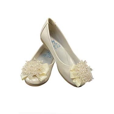 Imagem de Sapatilha feminina Swea Pea & Lilli com laço de pérola, Marfim, 1 Little Kid