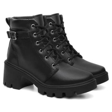 Imagem de Bota Coturno Feminino Salto Médio Ankle Boot Fivela Lareral-Feminino