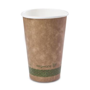 Imagem de Vegware Copos de café descartáveis compostáveis de 473 ml, caixa com 1000, copo de papel quente Kraft de parede única, forrado, placa sustentável com forro PLA à base de plantas, escolha de tampas da