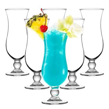 Imagem de binsakao Conjunto de 6 copos Hurricane – Copos de coquetel Pina Colada – Copos transparentes de tulipa de 396 g para sucos, cerveja encorpada, bebidas tropicais, água, bebidas