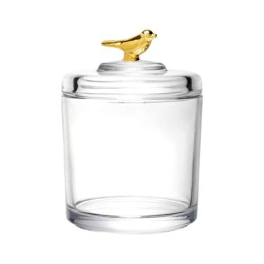 Imagem de Potiche Cristal Tampa Bird Canário Pássaro Dourado Prosperidade 14cm Decoração Baleiro Bomboniere (6)