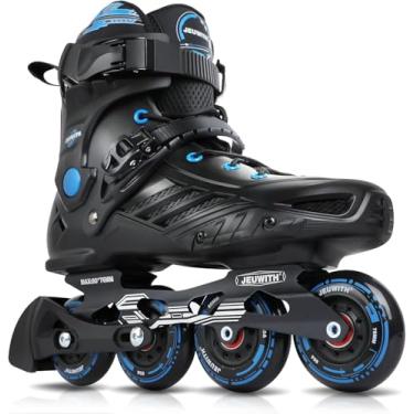 Imagem de Patins para meninas e meninos, patins em linha para uso ao ar livre, adultos, homens, mulheres, patins profissionais para atividades físicas unissex (preto) masculino 3,5-4/feminino 4,5-5/23,5 cm