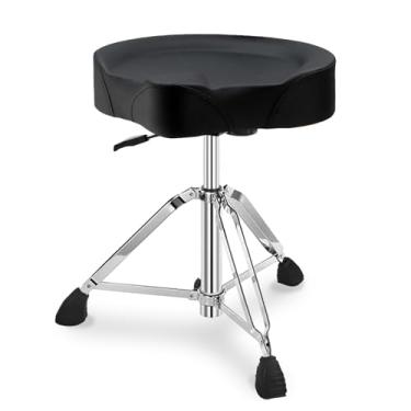 Imagem de UPELLA Banco de tambor resistente, trono de bateria hidráulica, assento ergonômico de espuma de memória, base antiderrapante para cadeira de tambor ajustável, banco de selim para bateristas músicos