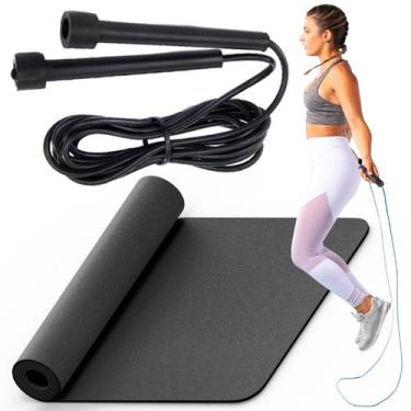 Imagem de Kit Corda de Pular Exercício Colchonete Academia Tapete Ioga - Prime B