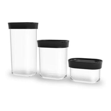 Imagem de Kit Conjunto De 03 Potes Herméticos Mantimentos Acrílico 60 - Helsim, 
