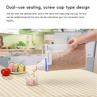Imagem de KIMISS Bin de Armazenamento de Arroz de 2 Kg - Recipiente de Grão Portátil Com Copo Medidor - Caixa de Dispensador de Arroz Selada para Grãos e Farinha Solução de Armazenamento PP (Cor variada)